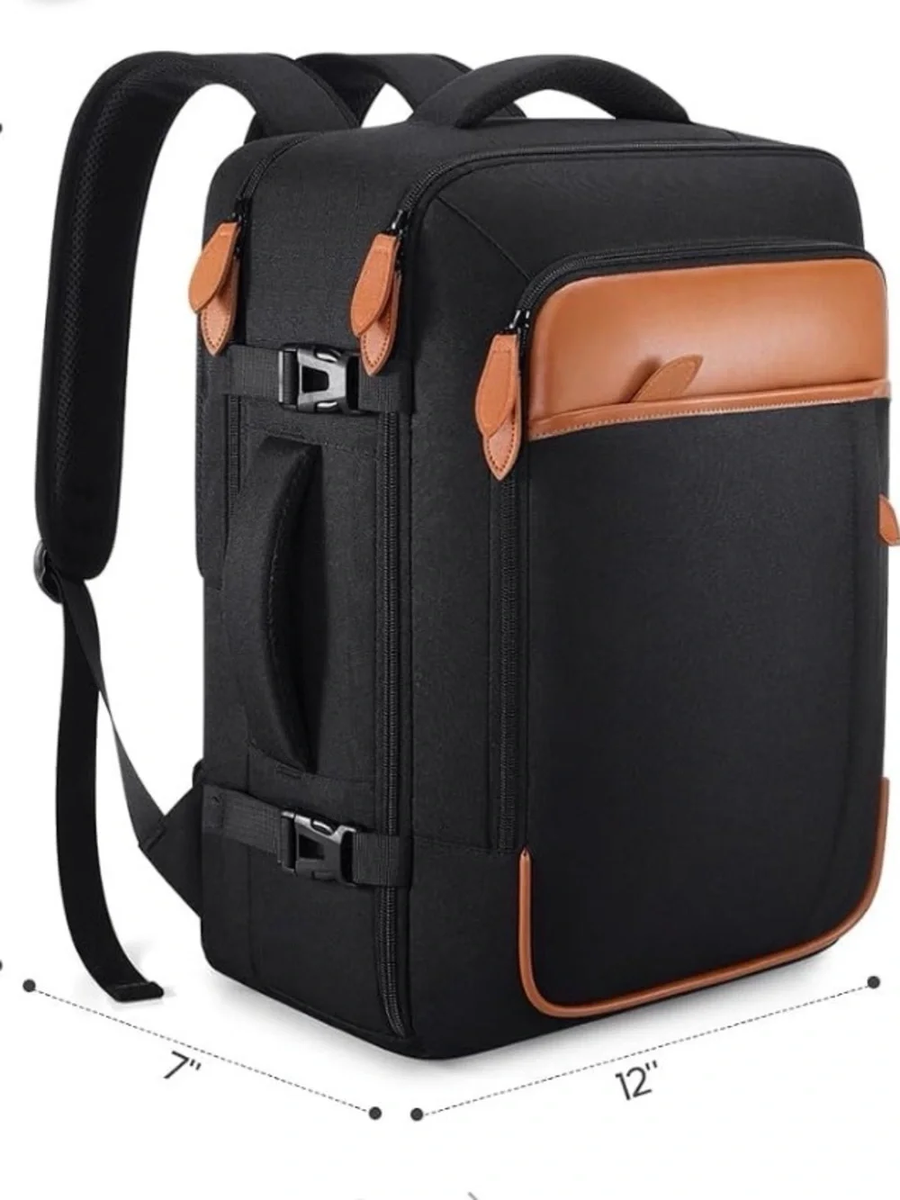 MIUSSE Black Large Backpack Laptop Travel Bag Zip & Buckle Padded Straps NWT